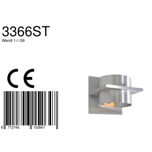 Steinhauer Muro wandlamp - 2700K - 300L - 3W - 14 cm diep - staal - Afbeelding 6