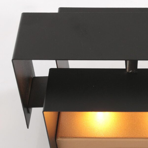 Steinhauer Muro wandlamp - 2700K - 600L - 6W - 20 cm breed - met gouden binnenzijde - zwart - Image 4