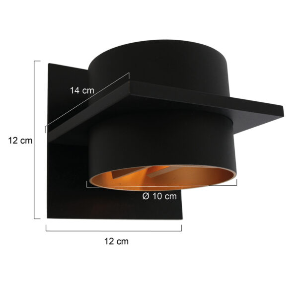Steinhauer Muro wandlamp - 2700K - 300L - 3W - 14 cm diep - zwart - Image 5