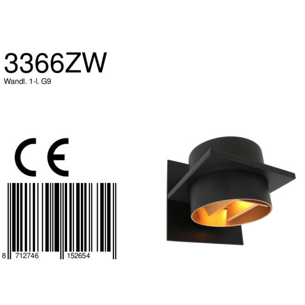 Steinhauer Muro wandlamp - 2700K - 300L - 3W - 14 cm diep - zwart - Image 6