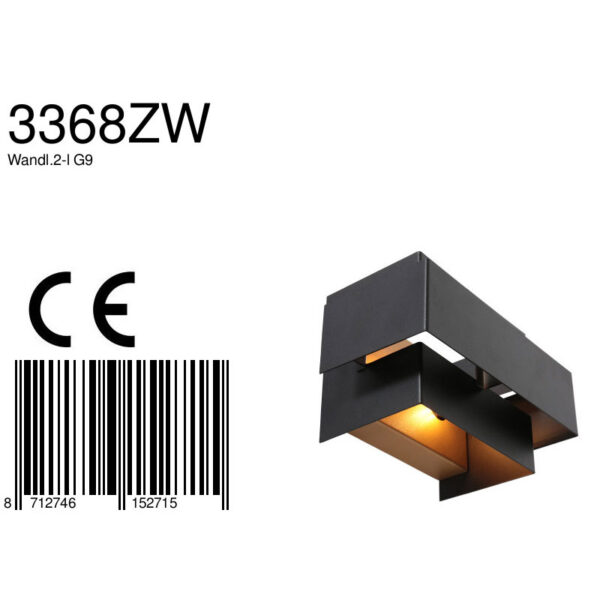 Steinhauer Muro wandlamp - 2700K - 600L - 6W - 20 cm breed - met gouden binnenzijde - zwart - Image 8
