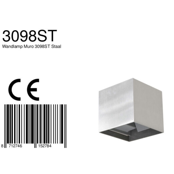 Steinhauer Muro wandlamp - kubus - 10x10 cm - ingebouwd LED - staal - Image 6