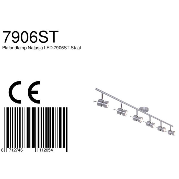 Steinhauer Natasja plafondspot - zeslichts - inclusief LED GU10 lichtbronnen - 134 cm breed - staal - Image 6