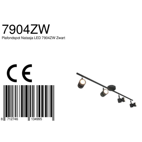Steinhauer Natasja plafondlamp - vierlichts - LED - 90 cm breed - draai- en kantelbaar - zwart - Image 7