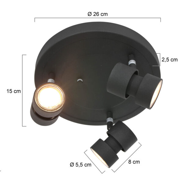 Steinhauer Natasja plafondlamp - drielichts - LED - Ø28 cm - draai- en kantelbaar - zwart - Image 5