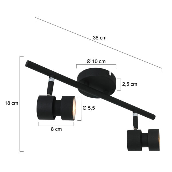 Steinhauer Natasja plafondlamp - tweelichts - LED - 38 cm breed - draai- en kantelbaar - zwart - Image 5