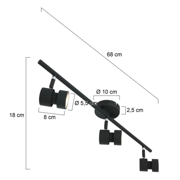 Steinhauer Natasja plafondlamp - drielichts - LED - 68 cm breed - draai- en kantelbaar - zwart - Image 5