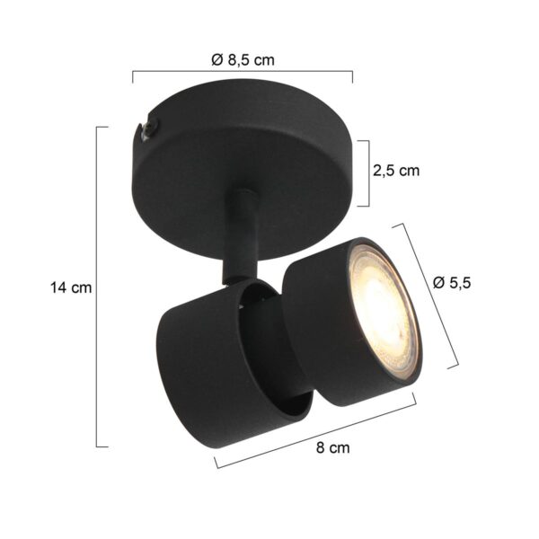 Steinhauer Natasja plafondspot - rond - incl. LED GU10 - draai- en kantelbaar - zwart - Image 5