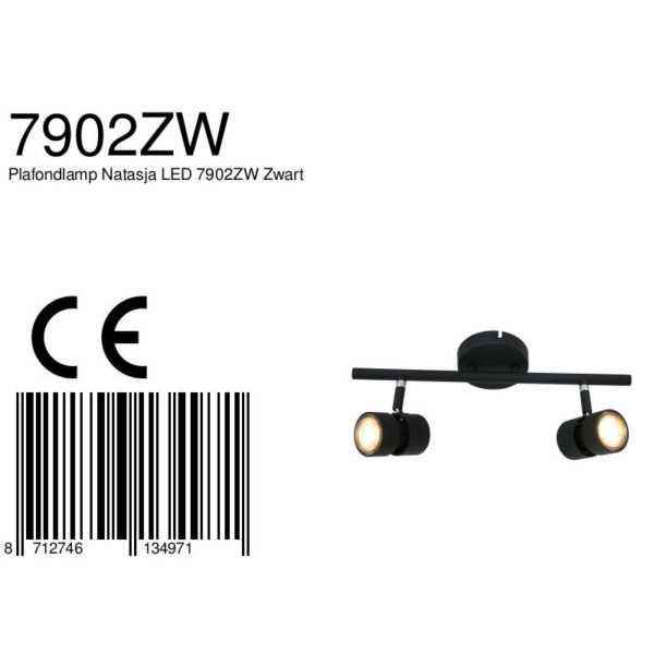 Steinhauer Natasja plafondlamp - tweelichts - LED - 38 cm breed - draai- en kantelbaar - zwart - Image 6