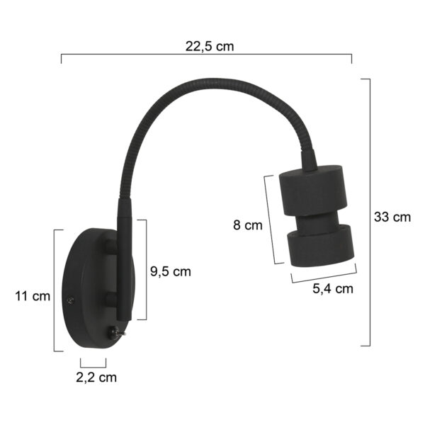 Steinhauer Natasja wandlamp - buigbaar - LED - GU10 - zwart - Image 5