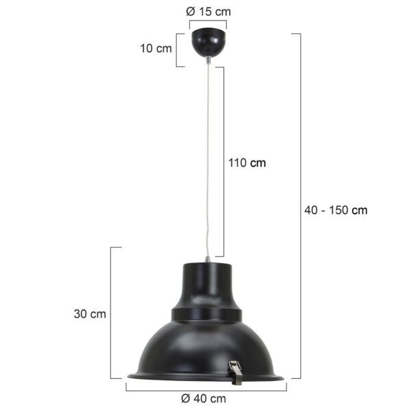 Steinhauer Parade hanglamp - Ø40 cm - in hoogte verstelbaar bij montage - zwart - Image 7