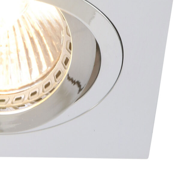 Mexlite Square inbouwspot - vierkant - 10x10 cm - draai- en kantelbaar - GU10 - chroom - Afbeelding 4