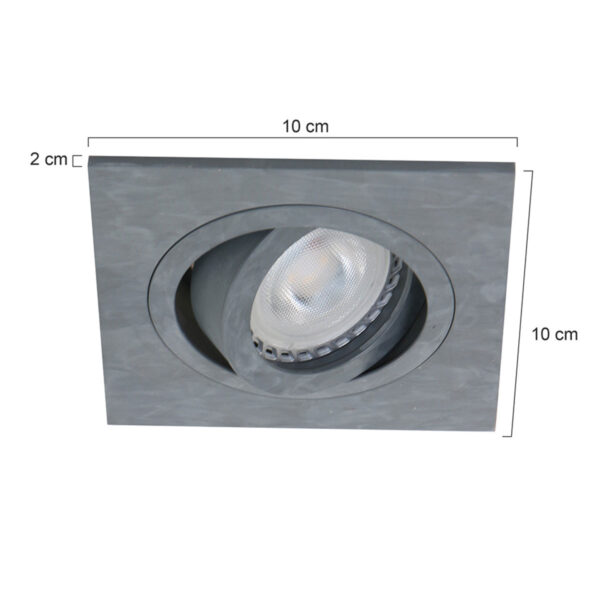 Mexlite Square inbouwspot - vierkant - 10x10 cm - draai- en kantelbaar - GU10 - grijs - Image 5