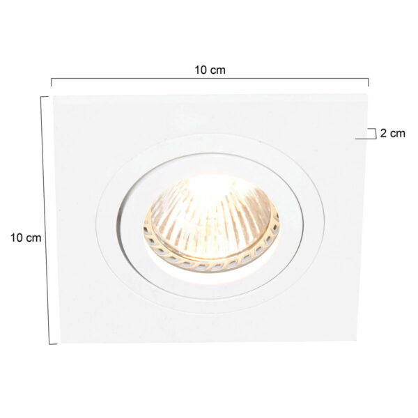 Mexlite Square inbouwspot - vierkant - 10x10 cm - draai- en kantelbaar - GU10 - wit - Image 5