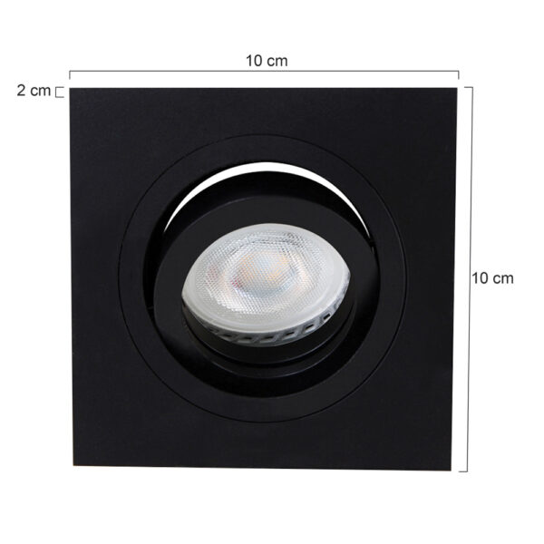 Mexlite Square inbouwspot - vierkant - 10 cm breed - kantelbaar - GU10 | zwart - Image 5