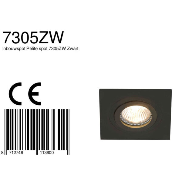 Mexlite Square inbouwspot - vierkant - 10 cm breed - kantelbaar - GU10 | zwart - Image 6