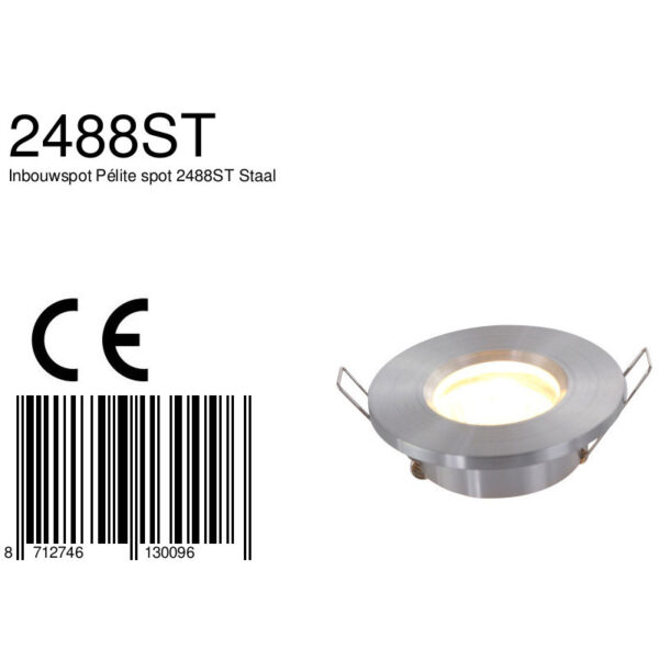 Steinhauer Pelite ronde inbouwspot - Ø 10 cm - GU10 - metaal - staalkleurig - Image 6