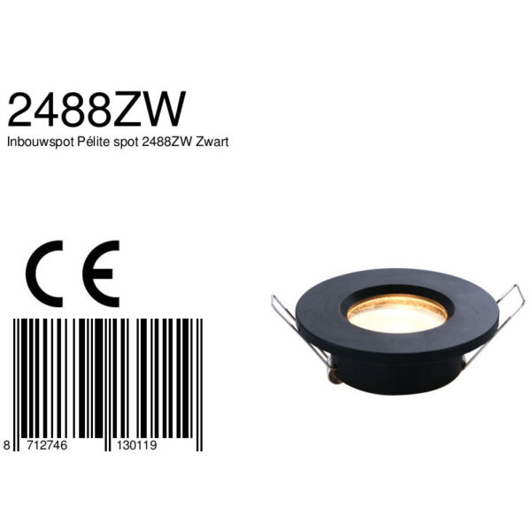 Steinhauer Pelite ronde inbouwspot - Ø 10 cm - GU10 - metaal - zwart - Image 6