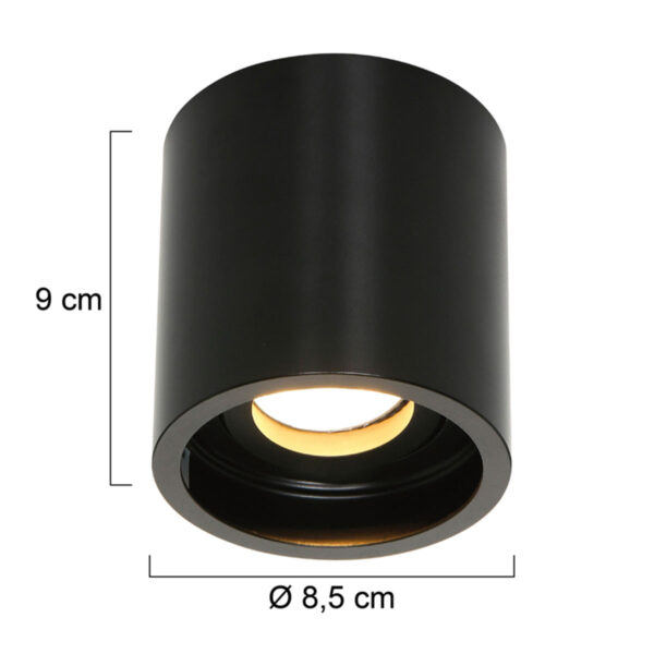 Mexlite Fay opbouwspot - rond - Ø8,5 cm - GU10 - zwart - Image 6