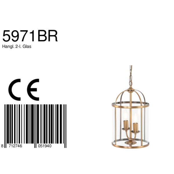 Steinhauer Pimpernel hanglamp - lantaarn - Ø20 cm - 2 lichts - staal met glas - Image 7