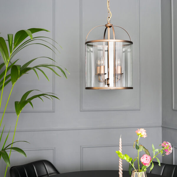 Steinhauer Pimpernel hanglamp - lantaarn - Ø32 cm - 4 lichts - brons en glas - Image 2