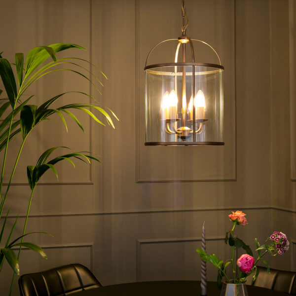 Steinhauer Pimpernel hanglamp - lantaarn - Ø32 cm - 4 lichts - brons en glas - Image 3