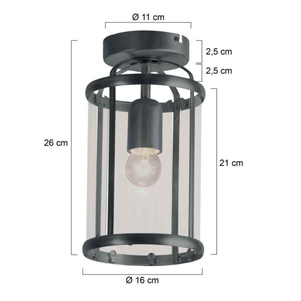 Steinhauer Pimpernel plafonnieres – ø 16 cm – E27 (grote fitting) – zwart - Image 2
