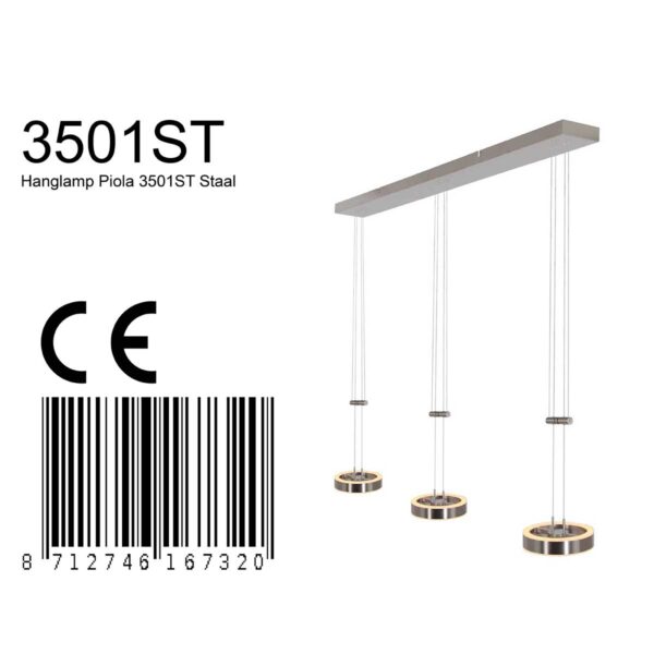 Steinhauer Piola hanglamp – In hoogte verstelbaar – Ingebouwd (LED) – staal en transparant - Image 6