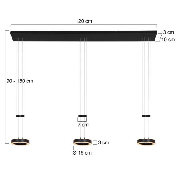Steinhauer Piola hanglamp – In hoogte verstelbaar – Ingebouwd (LED) – transparant en zwart - Image 6
