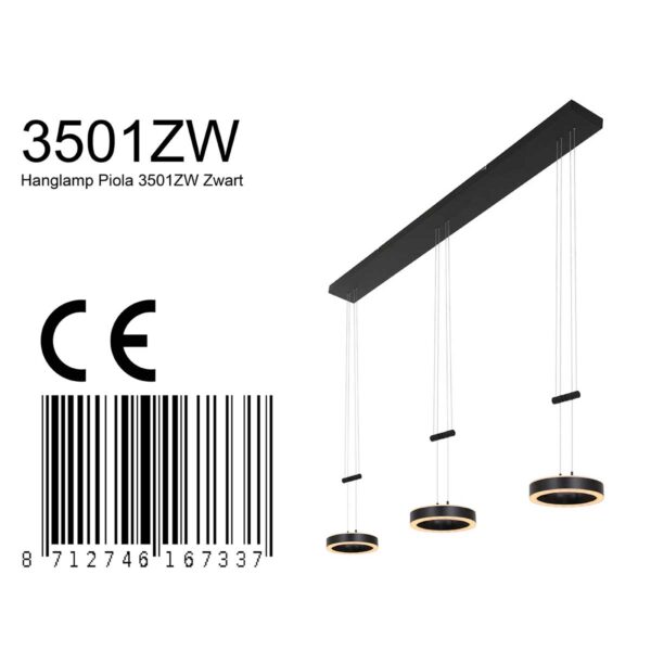 Steinhauer Piola hanglamp – In hoogte verstelbaar – Ingebouwd (LED) – transparant en zwart - Image 7