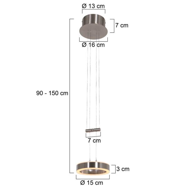 Steinhauer Piola hanglamp – ø 16 cm – In hoogte verstelbaar – Ingebouwd (LED) – metaal - Image 6