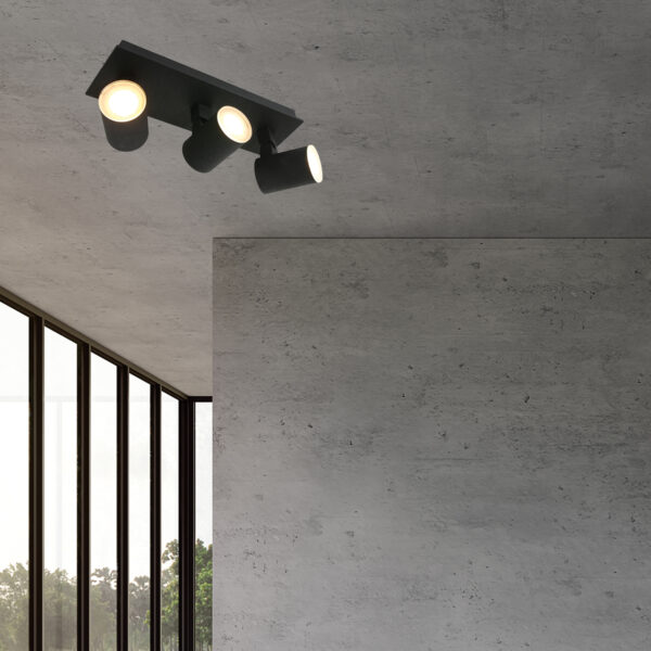 Steinhauer Noirs opbouwspot - drielichts - incl. LED GU10 - kantelbaar - zwart - Image 2