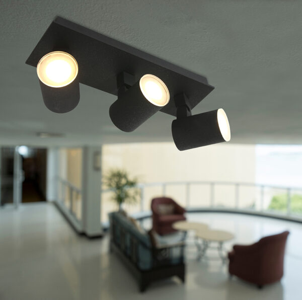Steinhauer Noirs opbouwspot - drielichts - incl. LED GU10 - kantelbaar - zwart - Image 3