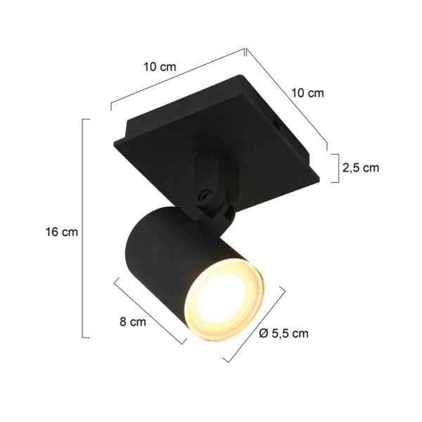 Steinhauer Noirs opbouwspot - incl. LED GU10 - kantelbaar - zwart - Image 5