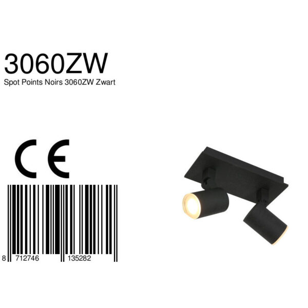 Steinhauer Noirs opbouwspot - tweelichts - incl. LED GU10 - kantelbaar - zwart - Image 6
