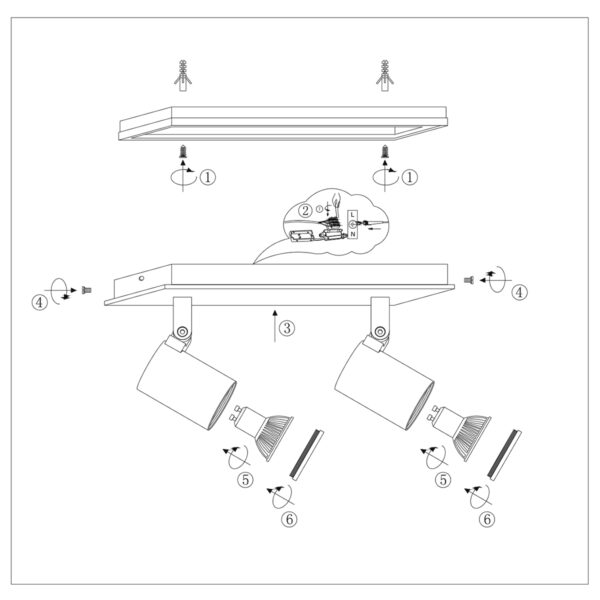 Steinhauer Noirs opbouwspot - tweelichts - incl. LED GU10 - kantelbaar - zwart - Image 7
