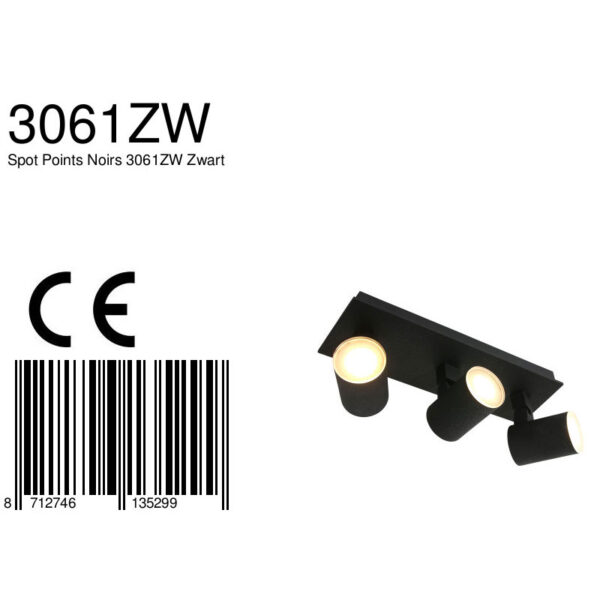 Steinhauer Noirs opbouwspot - drielichts - incl. LED GU10 - kantelbaar - zwart - Image 8