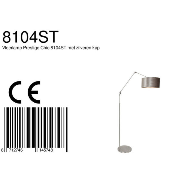 Steinhauer Prestige Chic vloerlamp - knikarm - met lampenkap - Ø40 cm - staal met zilver - Image 6