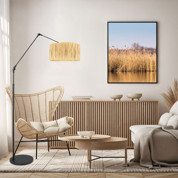 Steinhauer Prestige chic vloerlamp – Draai- en/of kantelbaar en In hoogte verstelbaar – E27 (grote fitting) – naturel en zwart - Image 2