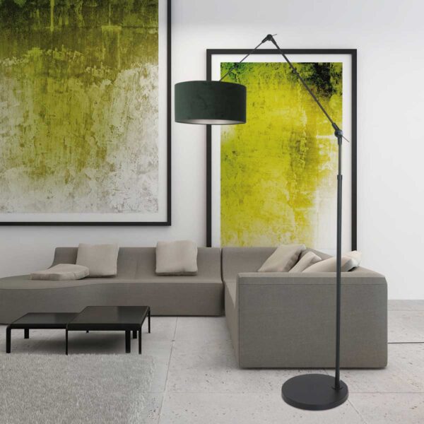 Steinhauer Prestige Chic vloerlamp - met groene velvet kap - verstelbaar - 250 cm hoog - zwart - Image 2