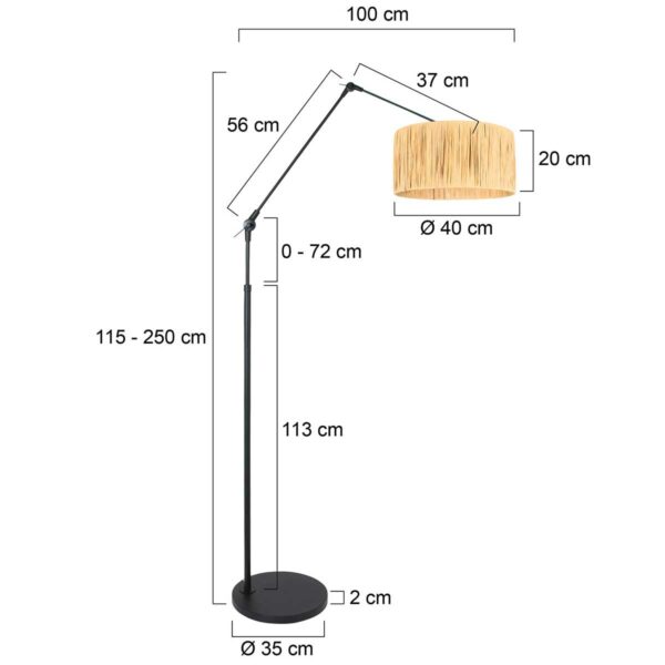 Steinhauer Prestige chic vloerlamp – Draai- en/of kantelbaar en In hoogte verstelbaar – E27 (grote fitting) – naturel en zwart - Image 5