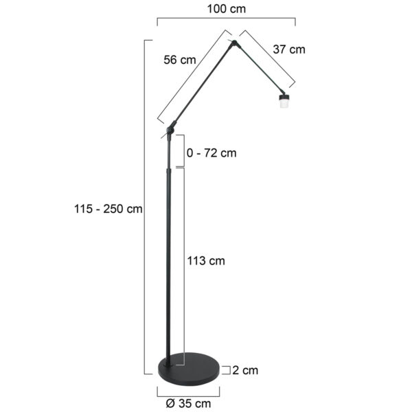 Steinhauer Gramineus booglamp - losse armatuur - 220 cm hoog - E27 - zwart - Image 5