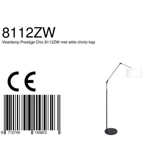 Steinhauer Prestige Chic vloerlamp - met witte kap - verstelbaar - 250 cm hoog - zwart - Image 6