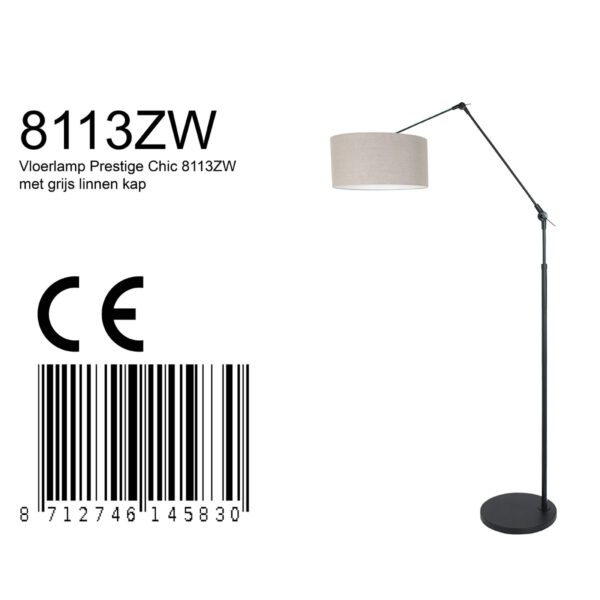 Steinhauer Prestige Chic vloerlamp - knikarm - met lampenkap - Ø40 cm - zwart met beige - Image 6