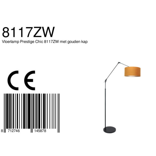 Steinhauer Prestige Chic vloerlamp - met okergele kap - verstelbaar - 250 cm hoog - zwart - Image 6