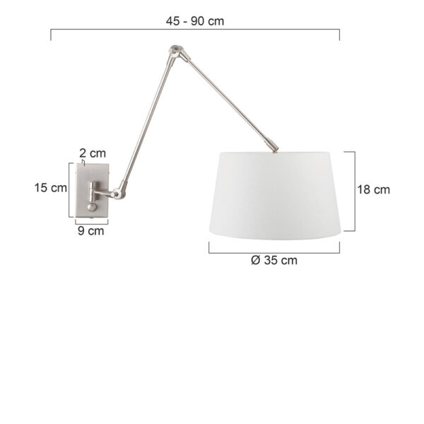 Steinhauer Gramineus wandlamp - met crèmekleurige kap - uittrekbare arm - dimbaar - draai- en kantelbaar - E27 - staal - Image 5