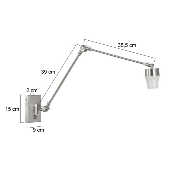 Steinhauer Gramineus wandlamp - los armatuur - verstelbaar - E27 - staal - Image 5