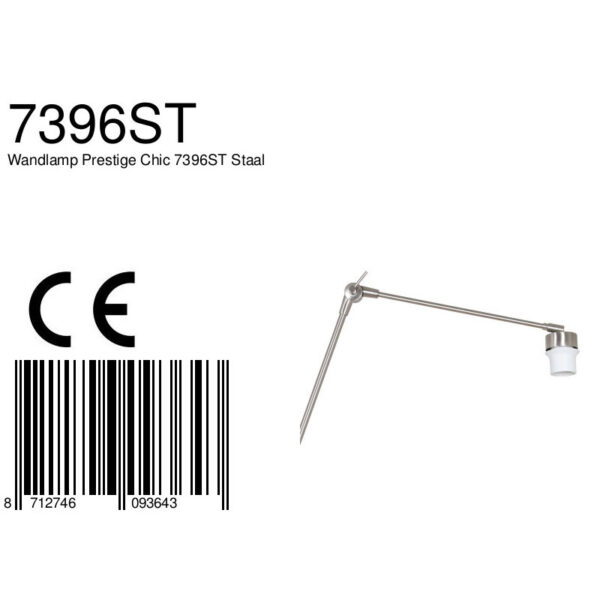 Steinhauer Gramineus wandlamp - los armatuur - verstelbaar - E27 - staal - Image 6