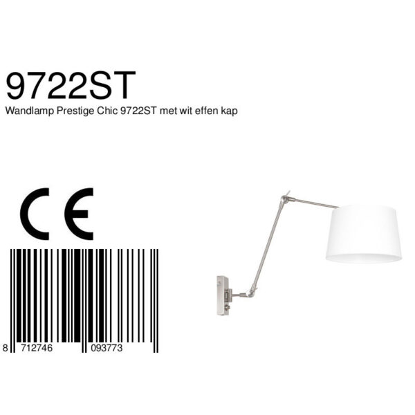 Steinhauer Gramineus wandlamp - met witte kap - uittrekbare arm - dimbaar - draai- en kantelbaar - E27 - staal - Image 6