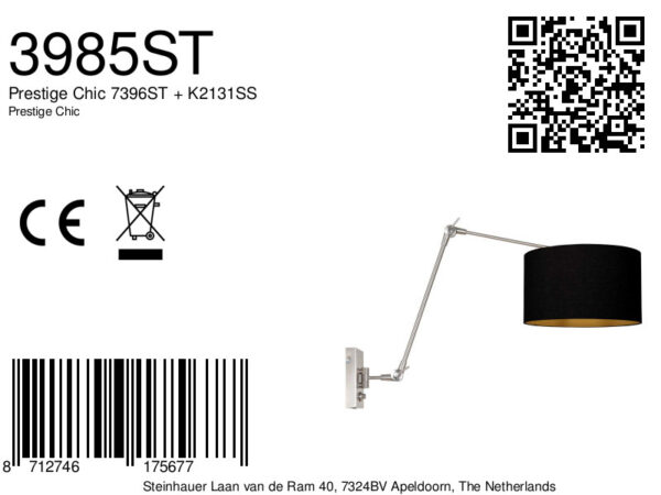 Steinhauer Prestige chic wandlamp – E27 (grote fitting) – Staal - Image 7